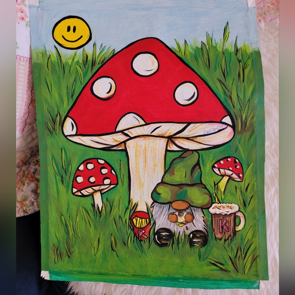 Whimsical Red Mushroom Art Print